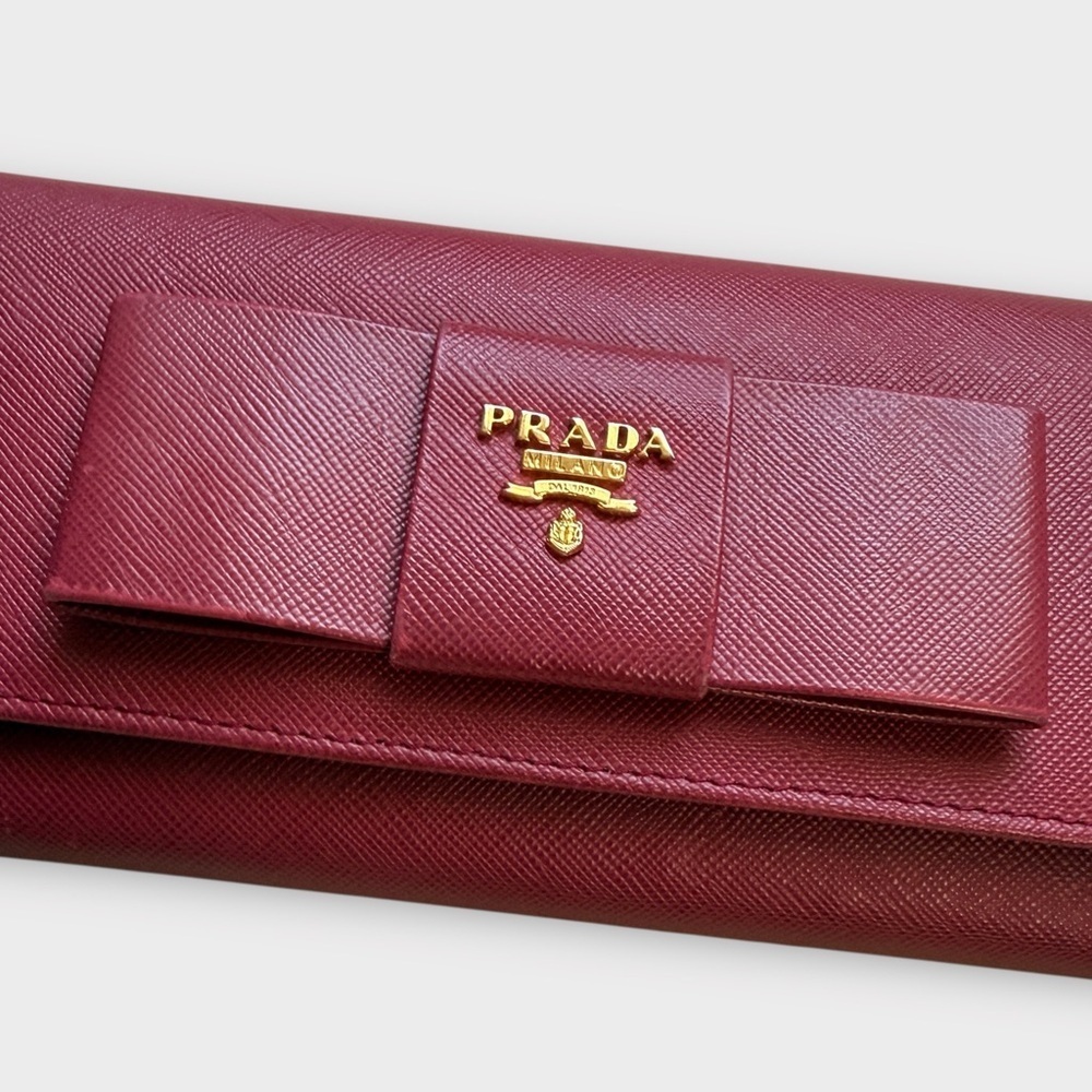 Prada Fuchsia Saffiano Leather Bow Continental Wallet - Picture 8 of 16